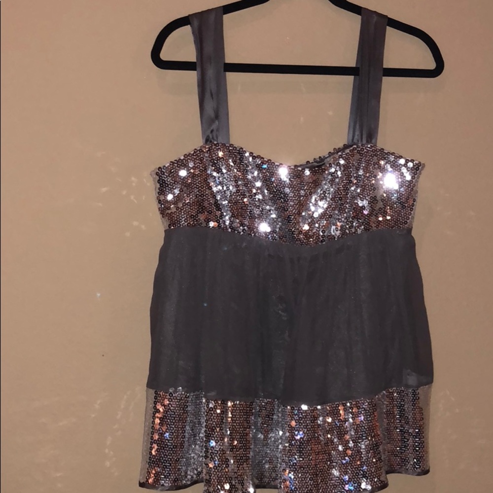 ABS sequin and silk tank
